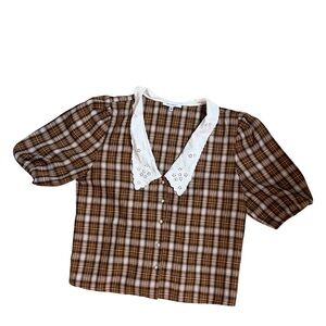 Plaid button down Shirt with White Collar